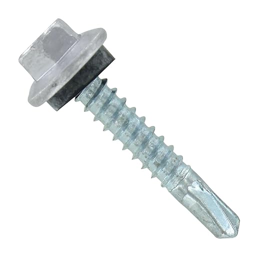 Fasteners Plus ST Fastening Maxx SteelBinder Metal to Metal #12 X 1-1/4" Alamo White Screws with EPDM Rubber Washer, 250-Count - Designed for Roofing and Siding Panels