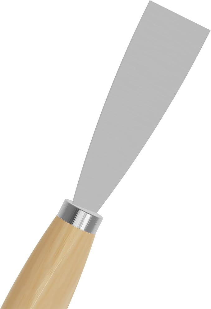 Putty Knife, 1.5 Inch Metal Scraper, wooden Handle Spackle Knives for Drywall, Decals, Wall paper, Patching, Painting, Taping, Scraping Coating