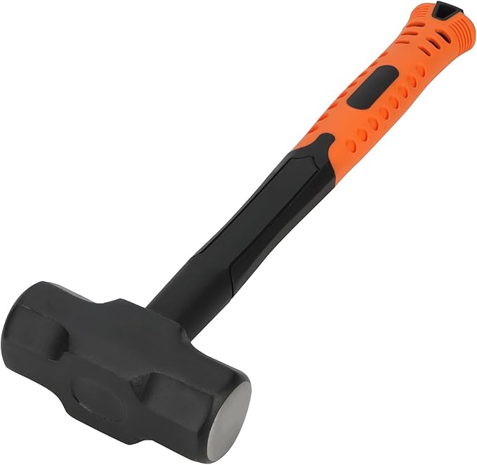 MANCHAP 2 PCS 14 Inch 3lbs Sledge Hammer with Fiberglass Handle, Drilling Crack Hammer, Club Hammer Tool for Demolition, Construction, Renovation, Orange