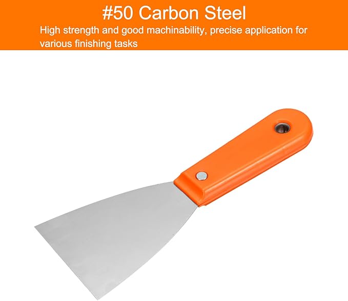 HARFINGTON 4pcs Carbon Steel Putty Knife 3" Plastic Handle Spreading Drywall Flex Putty Scraper for Wallpaper Wall Taping Scraping Paint, Orange