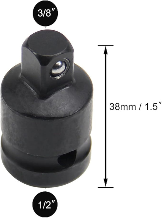 Utoolmart 1/2 Inch Drive (F) x 3/8 Inch (M) Impact Socket Adapter for Ratchet Wrenches, Female to Male, Cr-Mo