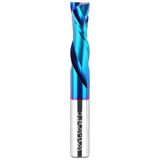 Spiral Router Bits Up Down Compression Bit 1/2 inch Cutting Diameter with Nano Blue Coated, 1/2 inch Shank Solid Carbide CNC End Mill for Wood Carving Engraver Milling Cutters (Extra Long 4??