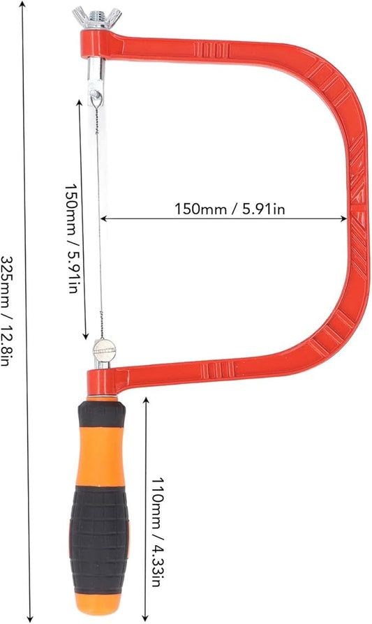 Tyenaza Coping Saw, 6 Inch U Shape Multifunctional Aluminium Alloy Small Carving Saw with 5 Blades for Woodworking