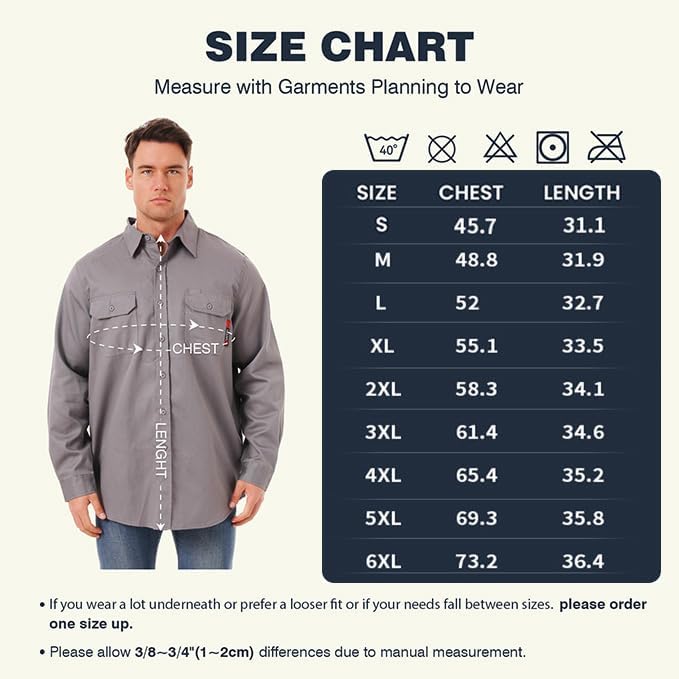 SKSAFETY 7oz FR Shirts for Men, Welding Shirt Hi Vis Flame Resistant 100% Cotton Fire Retardant Longsleeve Shirt CAT2