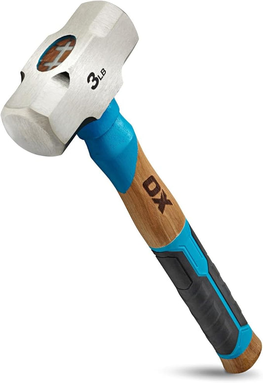OX Tools Pro Series 3lb California Framing Hammer, Milled Face Straight Claw Hammer with Forged Steel Head & Genuine American Hickory Handle, Curved Axe Handle & Magnetic Nail Starter OX-P089403