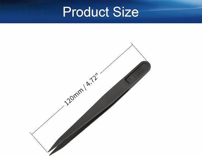 Auniwaig 10pcs Precision Plastic Tweezers, Slant Point Tip Anti-Static Tweezers for Jewelry Craft DIY Beauty Electronics Repair Tool, (4.7 Inch, Black02)
