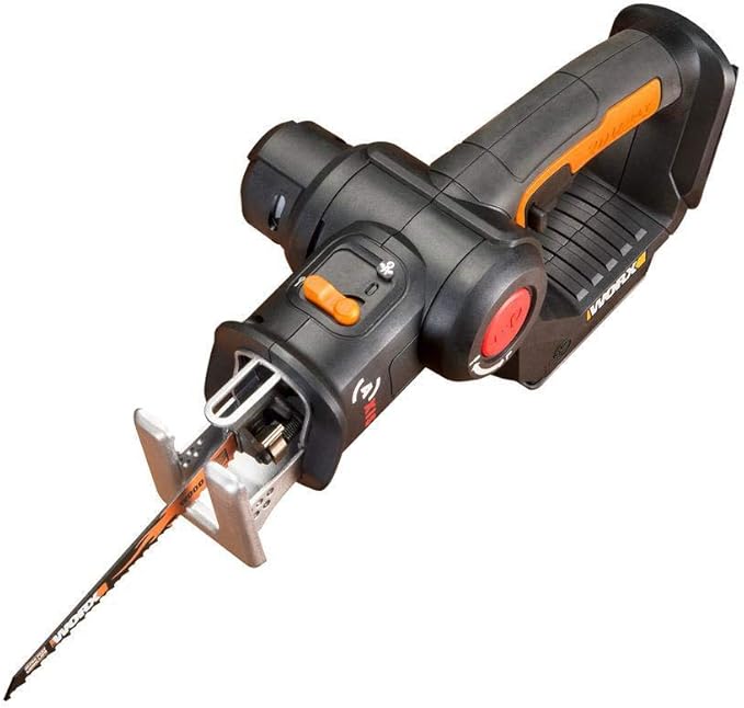 WORX Cordless Reciprocating Saw&Jigsaw, 20V ¾" 2-in-1 Saw, ¾" Stroke Length, 2-in-1 functions, 4 Blades for Different Materials, Compact&Lightweight Design, Tool Only, PowerShare