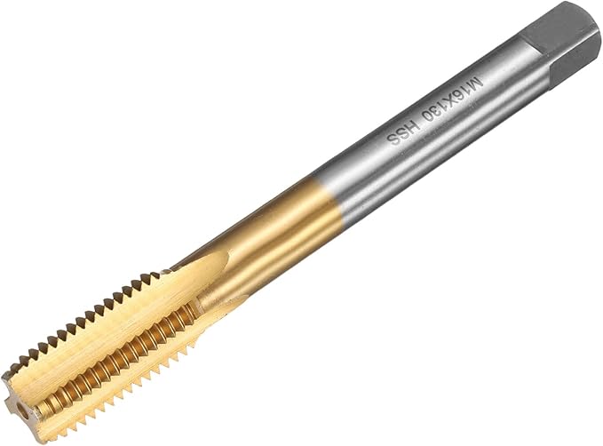 uxcell Metric Thread Tap M16 x 2 H2 130mm Straight Flute Screw Thread Milling Machine Taps Threading Tapping Repair Tool