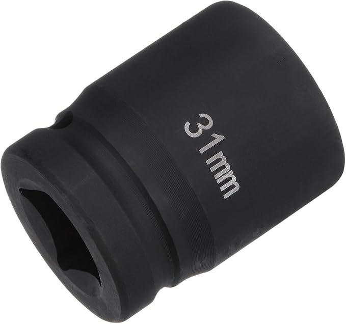 HARFINGTON 6-Point Impact Socket 3/4" Drive 31mm Metric 40Cr Alloy Steel Spindle Axle Nut Impact Socket