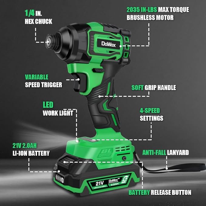 21V MAX Brushless Impact Driver Kit (2035 In-lbs) with 1/4" Hex Chuck, 4-Speed & 24 PCS Bits/Sockets - Heavy Duty for Repairs, Rusted Screws, Frozen Bolts | Makita Battery Compatible