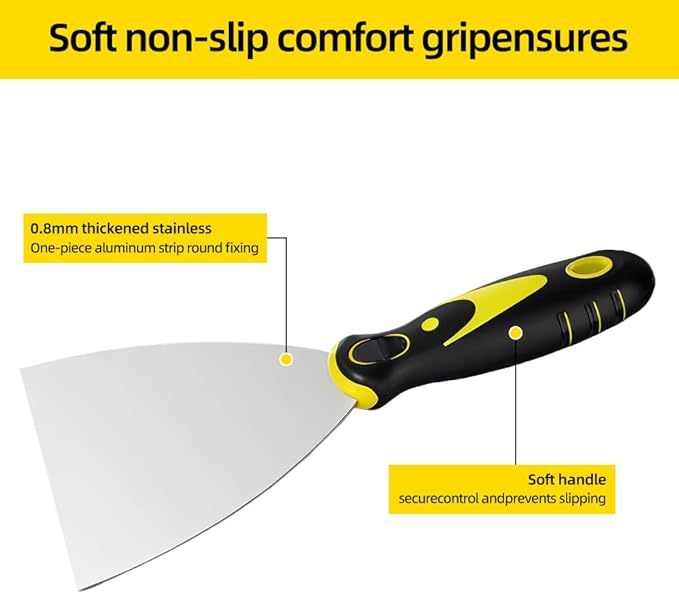 6Pcs Putty Knife Set, 1" 2" 3" 4" 5" 6" Scraper, Spackle Knife, Paint Scraper, Stainless Steel No Rusting, For Repairing Drywall, Removing Wallpaper, Mud, Plaster, Applying Putty, Cement