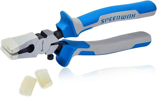 SPEEDWOX Glass Pliers with Rubber Tips 8 Inches Key Fob Pliers Glass Breaking Pliers with Flat Jaws Heavy Duty for Stained Glass Work Mosaics Breaking Tool