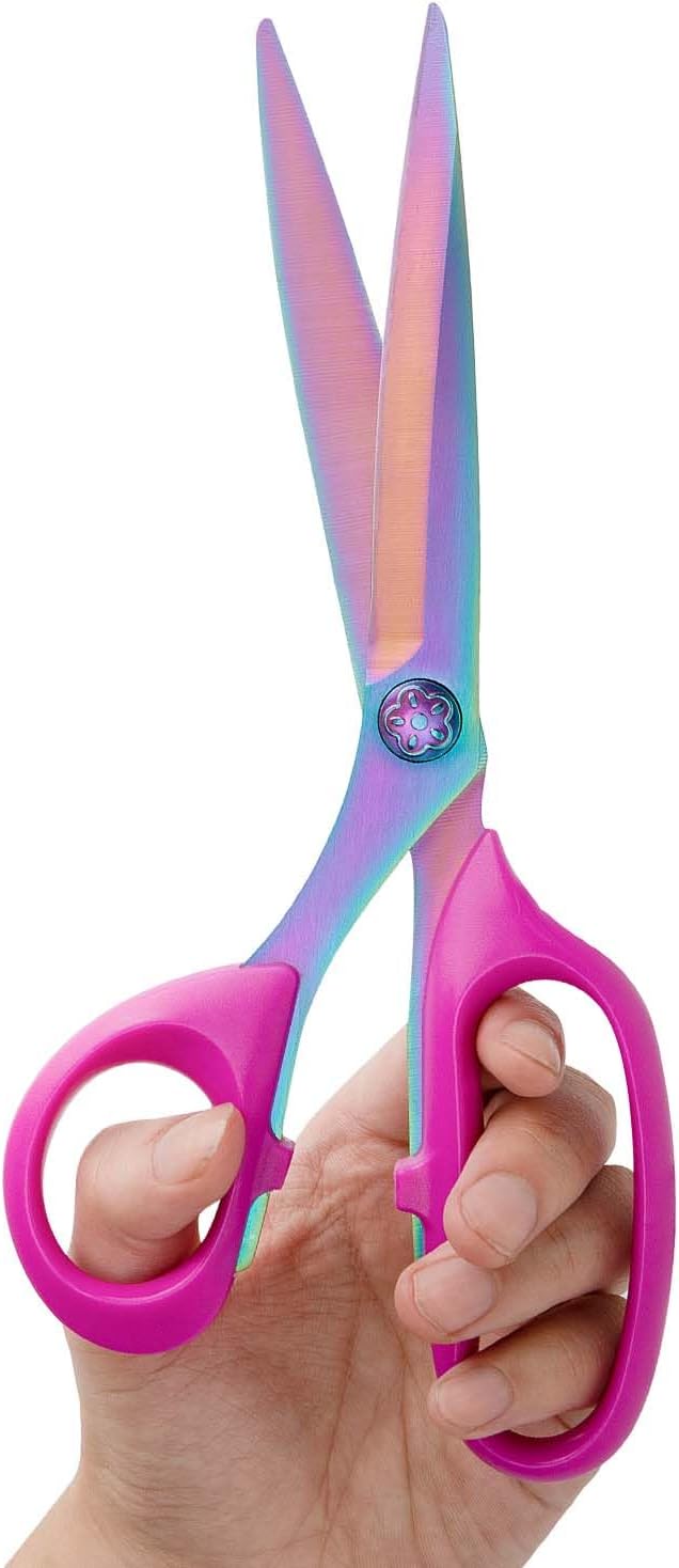 Left Handed Sewing Scissors for Fabric Cutting, Professional Sharp Heavy Duty Titanium Coating Forged Stainless Steel Multi-Purpose Shears for Leather, Dressmaking, Tailoring, Quilting, Office, 9 inch