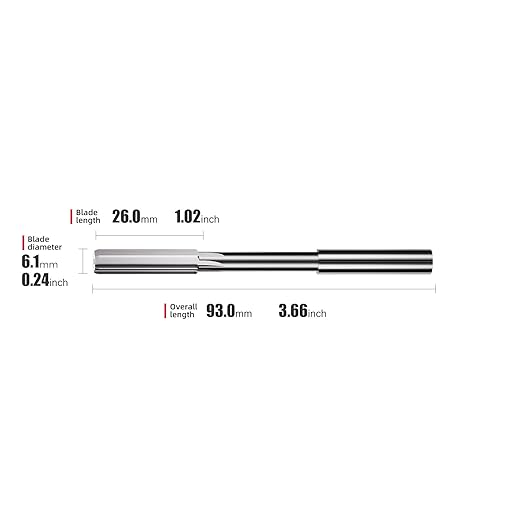 6.1mm Chucking Reamer,H7 HSS Straight Flutes Lathe Machine Reamer,Round Shank Milling Cutting Tool,1 pcs DRINYOUNG(6.1mm)