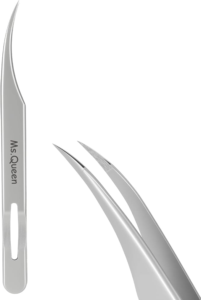 Ms.Queen Isolation Tweezers for Lash Extensions,Dolphin Shape Curved Isolation Lash Tweezers for Classic and Volume Lash Extension Applying