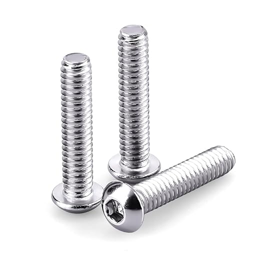 1/4-20 x 1-1/4" Button Head Socket Cap Bolts Screws, 304 Stainless Steel 18-8, Allen Hex Drive, Bright Finish, Fully Machine Thread, Pack of 50