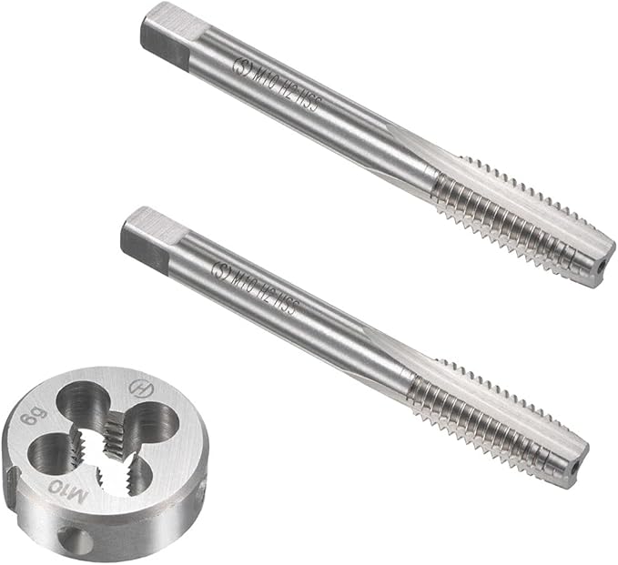 Mactoom 10mm x 1.5 HSS Metric Tap and Die Set Right Hand Thread,Tapping DIY Tool 3pcs (M10 x 1.5mm)