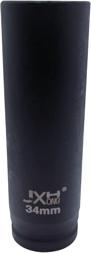 1-Inch Drive Metric Extra Deep Impact Socket, Heavy-Duty,6-Point, 6.3-Inch Long, Heat-Treated Cr-V Steel (34mm)