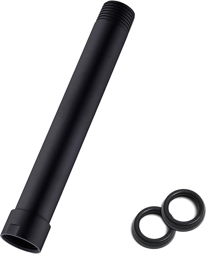 6 Inches Black Shower Head Extension Arm, Shower Arm Extender for Rain and Handheld Shower Head, Solid Stainless Steel Straight Bathroom Extension Arm,Female to Male NPT 1/2 Inch