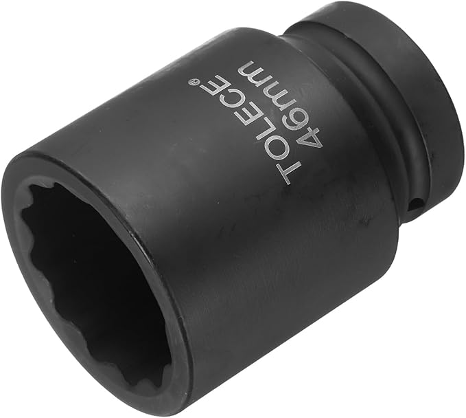 uxcell 1" Drive 46mm 12-Point Impact Socket, CR-MO Steel 80mm Length, Standard Metric Sizes