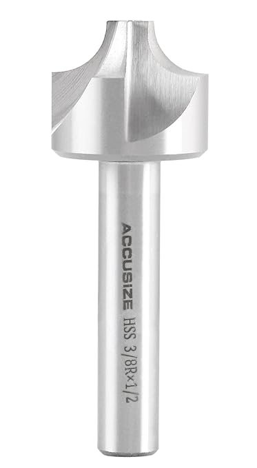 Accusize Industrial Tools 3/8'', H.S.S. Corner Rounding End Mills, 1/2'' Shank Dia, 1-1/4'' Cutter Dia, 3-1/2'' Overall Length, 1011-3878