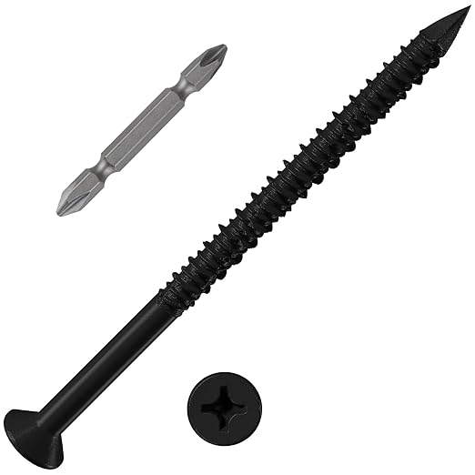 WenSilon(100 PCS) 1/4" x4 Black Concrete Screw Anchor Black Flat Head for Anchoring to Masonry, Block or Brick Stucco