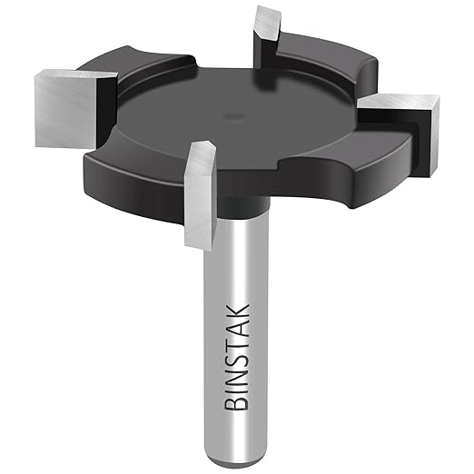 CNC Spoilboard Surfacing Router Bit 1/4 Inch Shank, Extra Large 1-1/2 Inch Cutting Diameter, Slab Flattening Router Bit Planing Bit Wood Planing Bit Dado Planer Bit(Carbide-4 Wings)