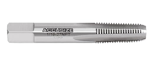 Accusize Industrial Tools NPT-116 H.S.S. Taper Pipe Tap, 1/16 in-27, 4 Flutes