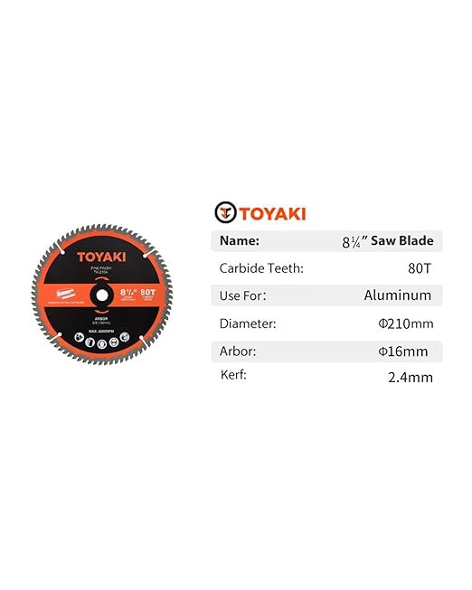 8-1/4-Inch Miter Saw Blade, TCG Aluminum Working 80-Tooth Ultra-Fine Finish Professional Saw Blade for Miter Saws Table Saws and Circular Saws, Arbor 5/8-inch(16mm)