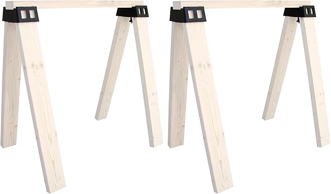 POWERTEC 71026V Plastic Sawhorse Brackets for Use with 2x4 Lumber | Kit Builds one Saw Horse, Set of 2, Black (Pack of 2)