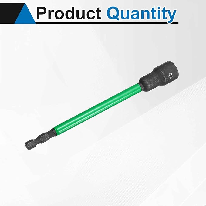 HARFINGTON Nut Driver Drill Bit 1/2 Inch SAE Socket 1/4" Hex Shank 6" (150mm) Extra Long Magnetic 6-Point Sockets Quick Change CR-V Steel Bolt Setters for Power Drill Drivers