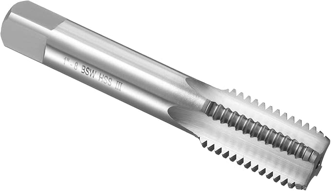 uxcell Hand Bottom Tap 1"-8 BSW 2B Thread Bottoming Style Threading Taps High Speed Steel HSS6542 Straight Flutes Screw Tapping Tool