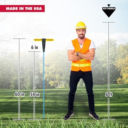 T&T Tools 60-Inch Mighty Probe Insulated Metal Soil Probe ??3/8" Metal Round Rod, Heavy Duty Design for Easy Penetration & Withdrawal, Soil Testing & Landscaping Tools, T-Handle, USA-Made-4 Pack