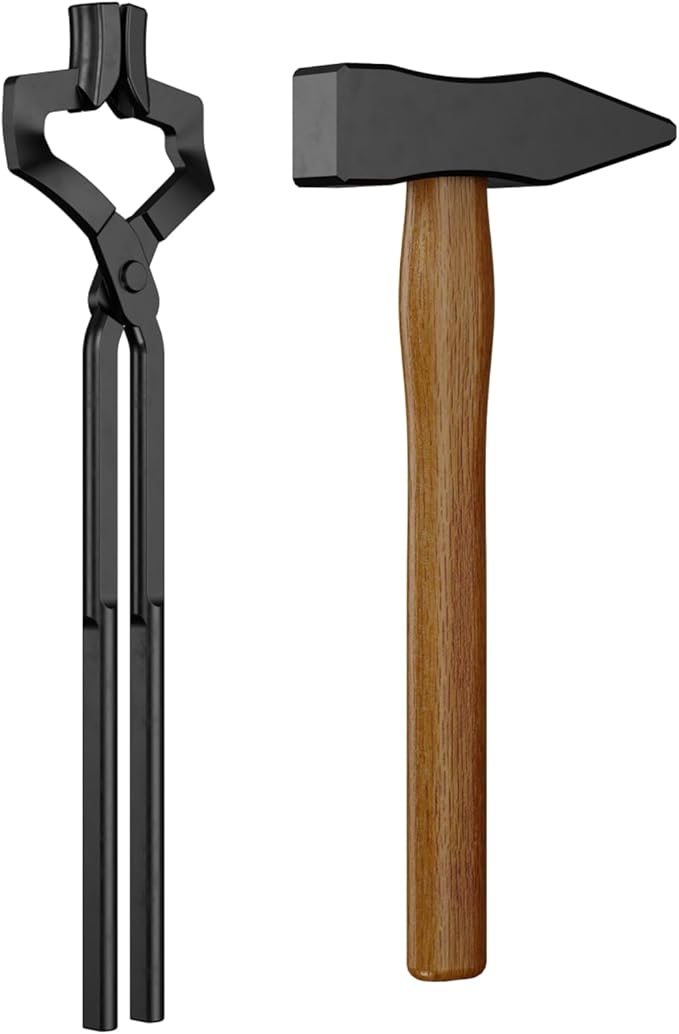 Blacksmith Tongs Set,2PCS Blacksmith Forge Kit for Beginner and Seasoned Blacksmiths, Craftsmen and Bladesmiths