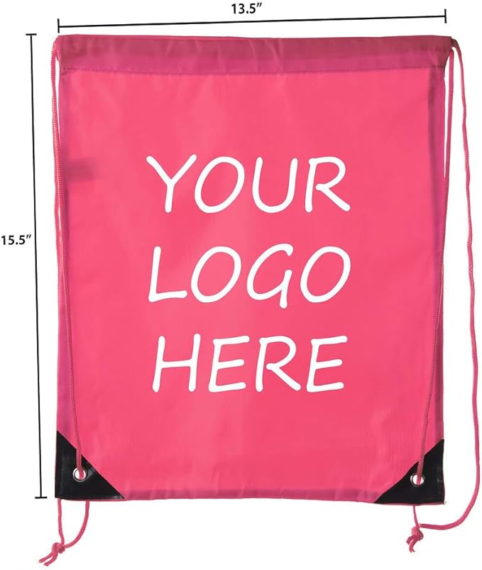 Mato & Hash Custom Bags With Your Logo | 20PK Promotional Drawstring Backpack - 20PK Pink CE2500