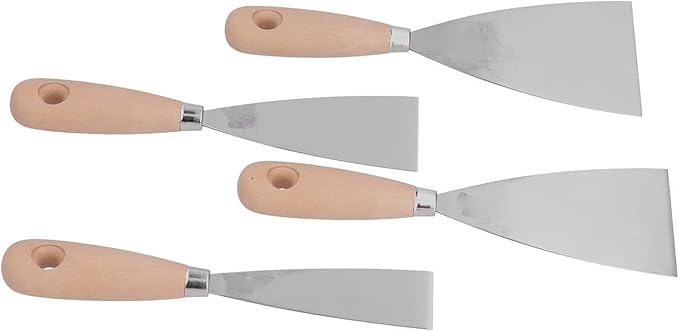 Putty Knife, Paint Scraper Spackle Wall Repair 4 Pcs Putty Knife Scrapers Stainless Steel Spackle Knife Metal Scraper Tool for Drywall Finishing, Plaster Scraping, Decals