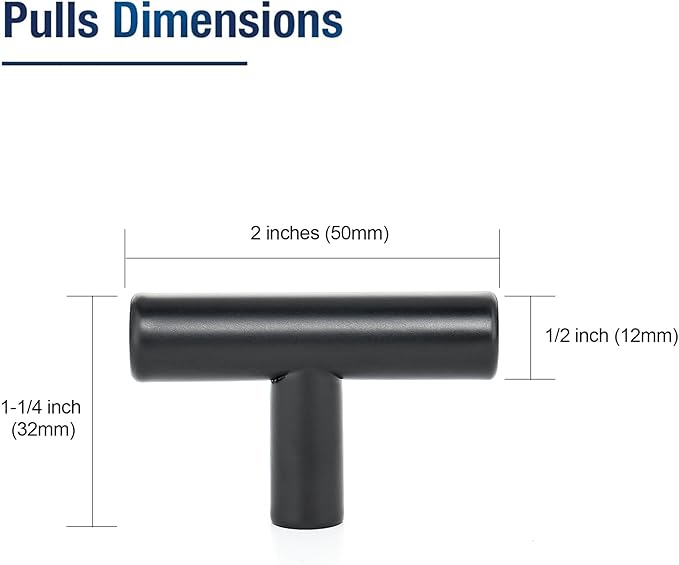 JOY DECOR 60 Pack 2 Inch Cabinet Pulls Kitchen Cabinet Handles with Single Hole Matte Black Cabinet Hardware Stainless Steel Kitchen Drawer Pulls for Cabinets Cupboard,Wardrobe