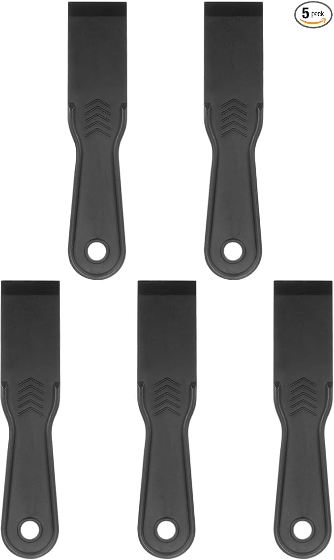 HARFINGTON 5pcs Putty Scraper 1.5" Width 7mm Thin Flexible Plastic Putty Knives for Taping Drywall Spreading Painting Wall Scratching