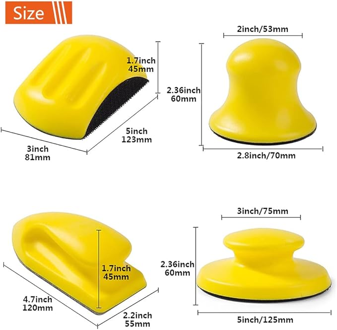 Sanding Blocks 5Pack Hook and Loop Sanding Block Round and Mouse Hand Sanding Block for Wood Furniture Restoration Home Arts and Crafts