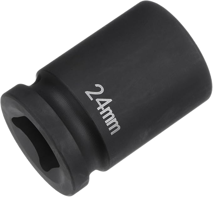 HARFINGTON 6-Point Impact Socket 3/4" Drive 24mm Metric 40Cr Alloy Steel Spindle Axle Nut Impact Socket