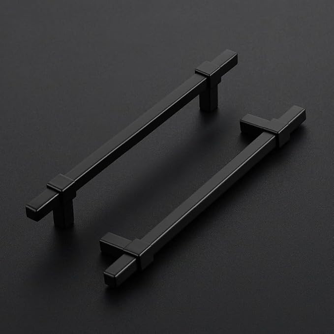 10 Pack Black Cabinet Handles - 6-1/4" Hole Center Cabinet Pulls Matte Black Drawer Pulls Closet Hardware Kitchen Handles