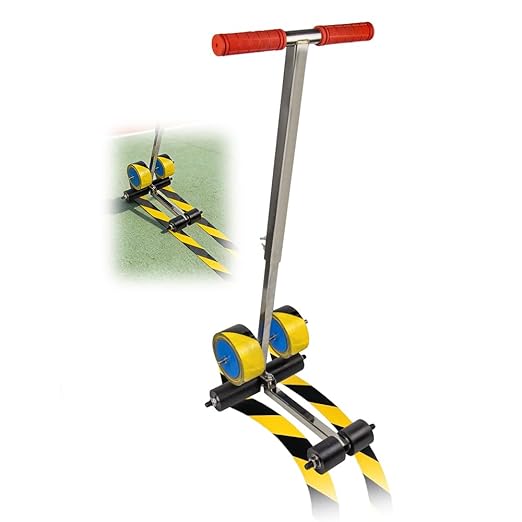 BAUSATZ Tape Marking Machine Hand-Push Tape Sticking Machine Lane Marking Applicator with Rubber Roller Manual Floor Tape Applicator,Can Draw arcs, Curves, and Straight Lines