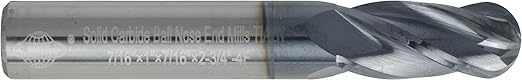 CME 5 pcs Micrograin Carbide End Mills, Ball Nose, TiAlN Coated, 7/16" Mill Diameter, 1" Length of Cut, 2 3/4" Overall Length, 4 Flute, Center Cutting