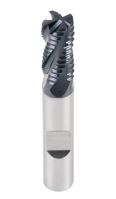 Accusize Industrial Tools Standard Tooth M42 8% Cobalt TiAlN Roughing End Mill, 3/8" Diameter, 3/8" Shank Diameter, 3/4" Flute Length, 1102-0038