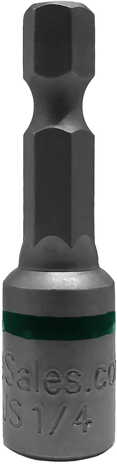 1/4-Inch Magnetic Hex Head Driver Bit w/Quick Change Shank - Used for Installing Screws, Nuts, Bolts, etc. - Commonly Used for Metal Roofing Screws - (EACH)