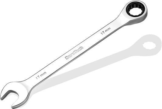 DURATECH 17mm Ratcheting Combination Wrench, Metric, 72-Tooth, 15-Point, CR-V Constructed with Mirror Polish