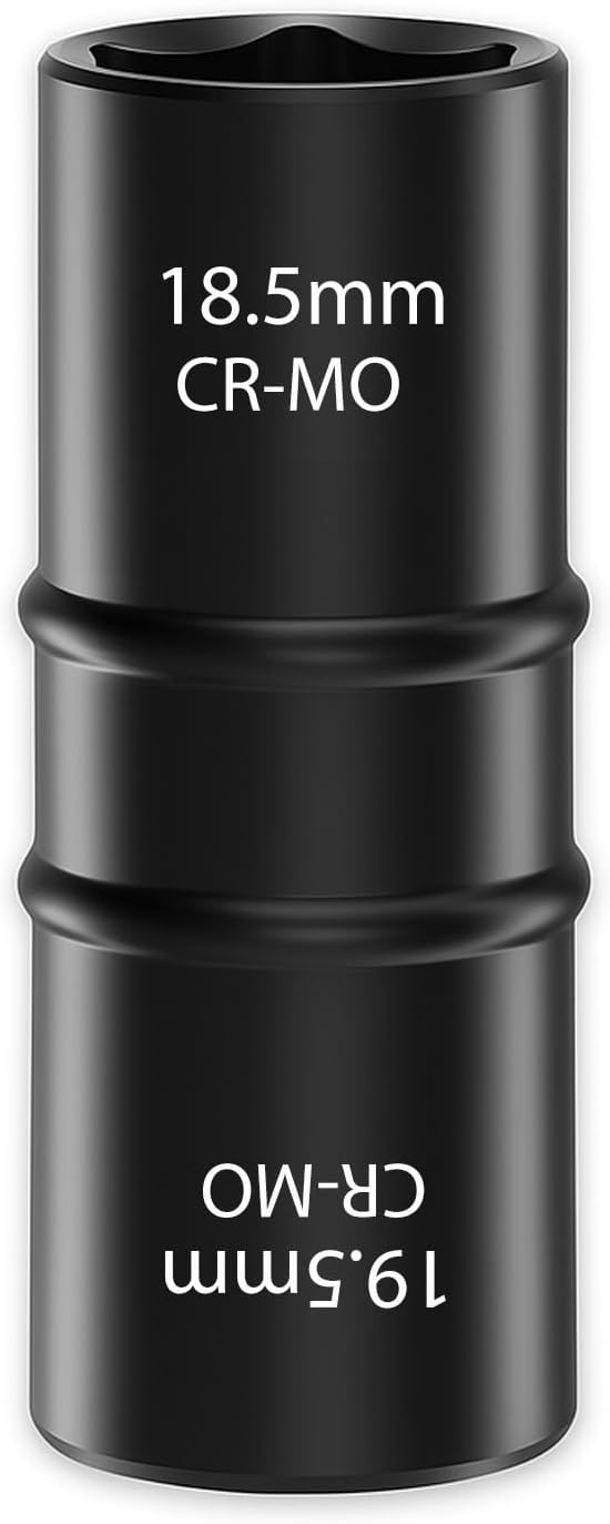 XEWEA 1/2 Inch Drive 18.5mm x 19.5mm Thin Wall Impact Flip Socket, Lug Nut Impact Socket Set Double Ended Thin Wall Nut Sockets CR-MO Twist Removal Tool for Stripped Rusted Bolts