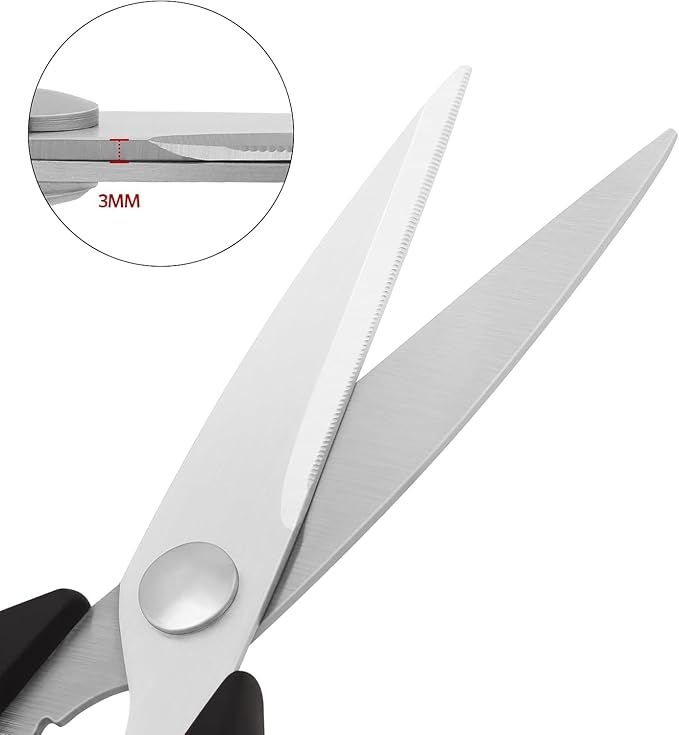 Kitchen Scissors, Durable Stainless Steel Blade, Soft Grip Comfort Handle, Multipurpose Heavy Duty Kitchen Scissors Set with Protective Cover, Black/Red, 8.7 Inch 2-Piece Set