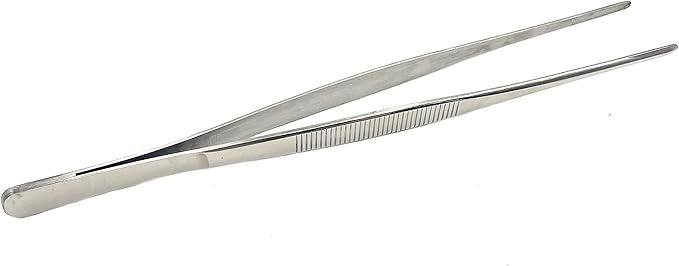 4Pcs 304 Stainless Steel Tweezers，6" 7" 8" 10" Tweezers with Precision Serrated Tips, Non-slip Multitool Tweezer for Jewelry Hobby Crafts Cooking Industrial Electronic Tweezers Tools