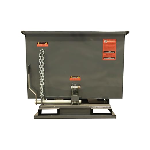 Heavy Duty Self-Dumping Hopper, 1 cu yd, 6000 lb Capacity, 61"x48"x39" Overall, Gray